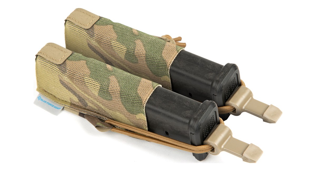 Blue Force Gear Mag NOW! double pistol pouch with bungee retention and pistol mags, MultiCam shown, product photo