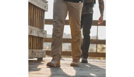 GORUCK Challenge Pants in Coyote worn outdoors, GORUCK product photo
