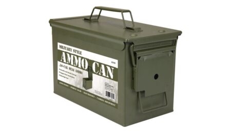 Harbor Freight metal .50 caliber ammo can in olive green product photo