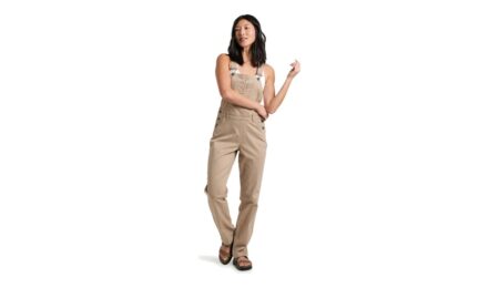 KÜHL Kultivatr women’s overall in Sand, front view on a model